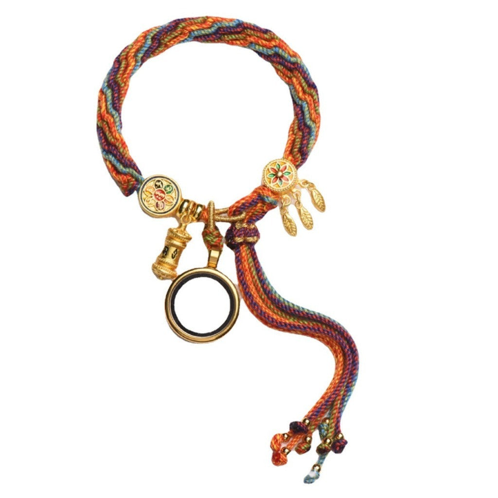 Spin Your Luck Bracelet: Handwoven Color Strings with Secret Charms