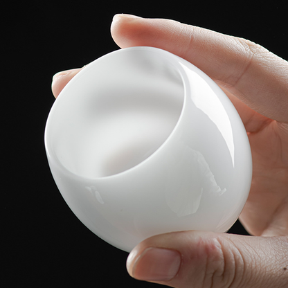 Handmade Ice Jade Egg-Shaped Porcelain Teacup – A Vessel for Clarity, Balance, and Joy | Zen Ara Grove