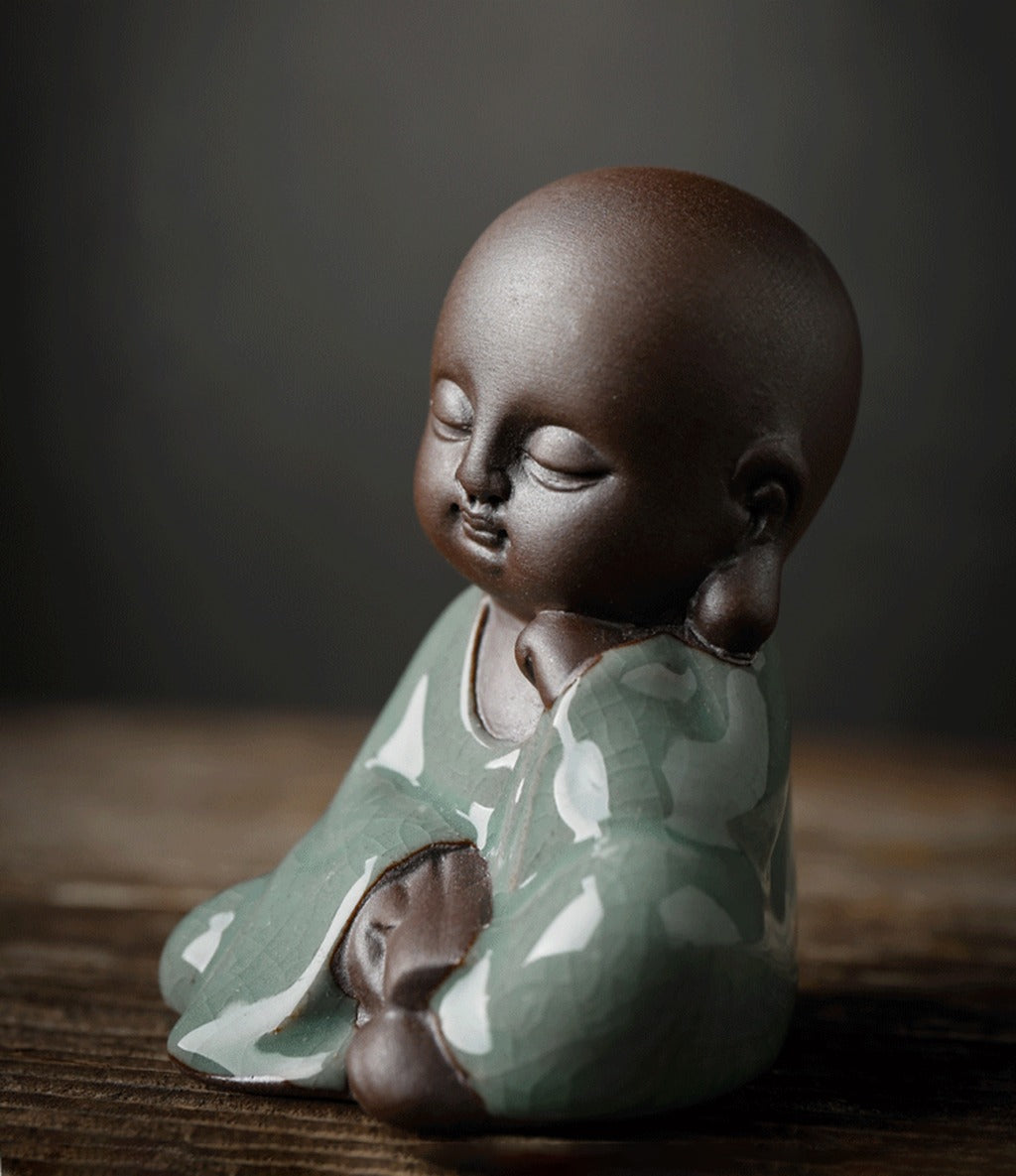 Zen Little Monk Tea Pet – Handmade Ceramic & Purple Clay Figurine for Tea Table Décor | Zen Ara Grove