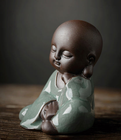 Zen Little Monk Tea Pet – Handmade Ceramic & Purple Clay Figurine for Tea Table Décor | Zen Ara Grove