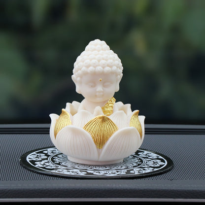 Handmade Golden Lotus Buddha Figurine – Symbol of Serenity, Wisdom & Inner Peace | Zen Ara Grove
