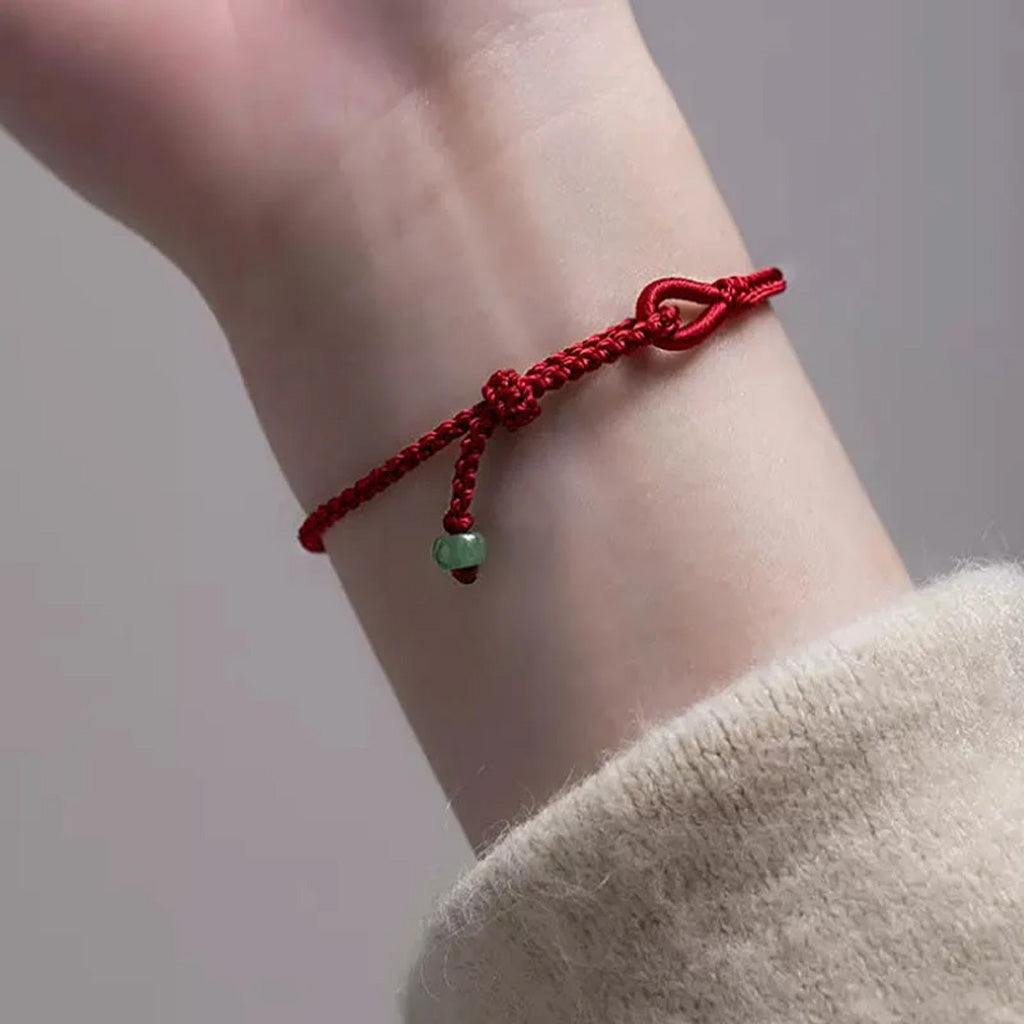 Adjustable Woven Cord Bracelet with Green Accent Bead — Hope & Good Wishes
