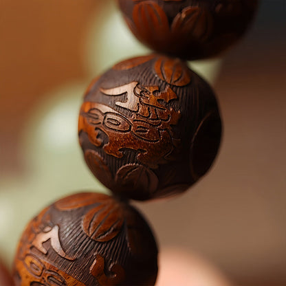 Sandalwood and Jade Beaded Bracelet with 'Fu' Charm | Zen Ara Grove