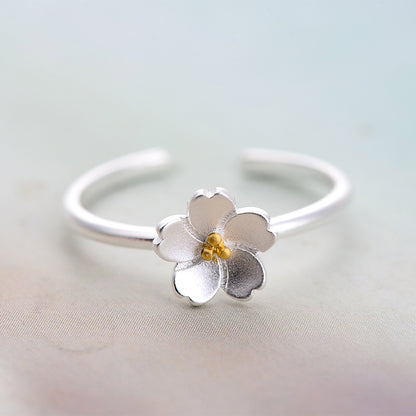 Minimalist Sakura Blossom Ring | Zen Ara Grove