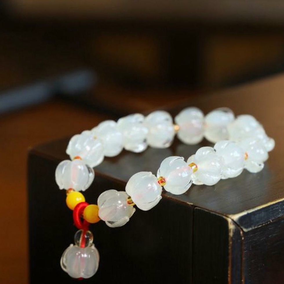 Purple Lotus Glass Bracelet with Awakening Lion Charm | Zen Ara Grove