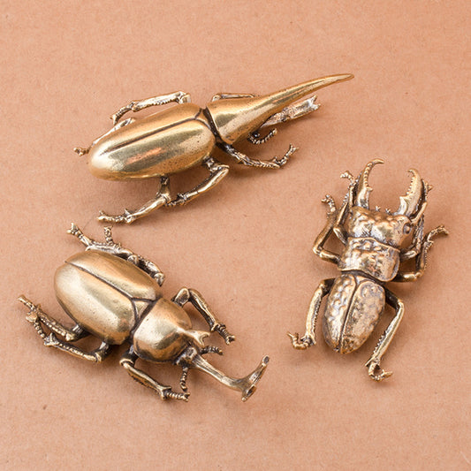 Solid Brass Rhinoceros Beetle & Hercules Beetle Figurines – Vintage Insect Sculpture Collection | Zen Ara Grove