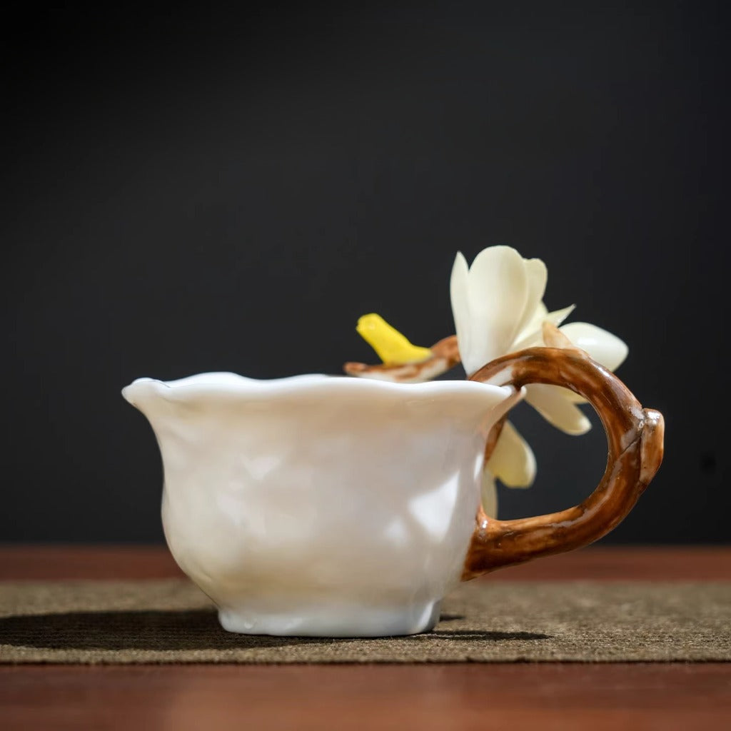 Limited Time Offer · Handcrafted Heritage Porcelain Cup – Magnolia Blossoms Growing from the Surface | Zen Ara Grove