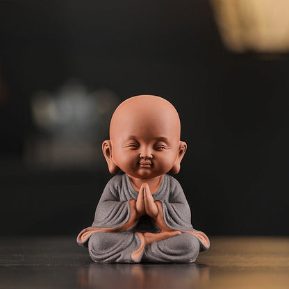 Handcrafted Ceramic "Four-Nos" Monk Statues – Symbol of Inner Calm & Thoughtful Living | Zen Ara Grove
