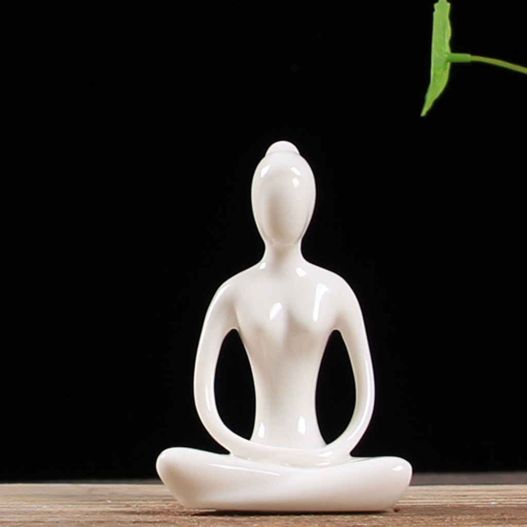Zen Minimalist White Ceramic Yoga Girl Figurines | Zen Ara Grove