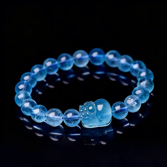 Aquamarine Pixiu Bracelet — Meaning of Calm Energy & Good Fortune | Zen Ara Grove