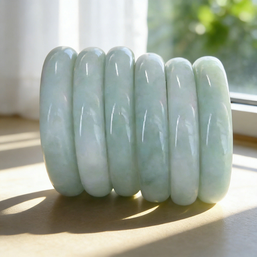Limited Time Offer · Serenity Guardian – Misty Green Jade Bangle | Zen Ara Grove