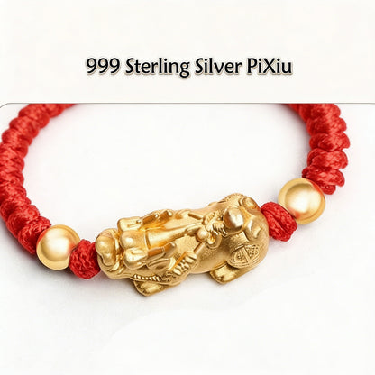 Adjustable 999 Silver Red Rope Pixiu for Children – Blessing & Protection | Zen Ara Grove