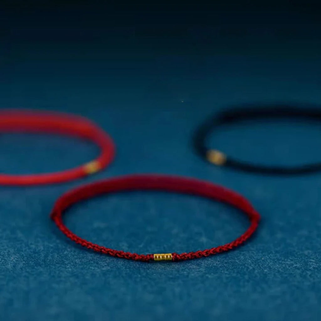 Fully Square Knot Woven Rope with Bead Accents Adjustable Fit – Four-Fold Harmony and Prosperity | Zen Ara Grove