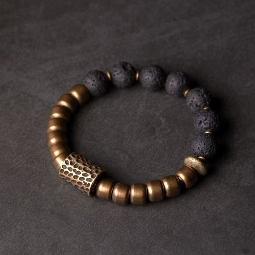 Brass & Lava Stone Energy Bracelet | Zen Ara Grove