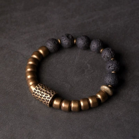 Brass & Lava Stone Energy Bracelet | Zen Ara Grove
