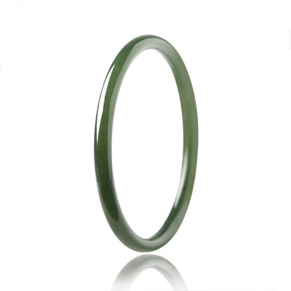 Dark Green Jade Thin Round Bangle – Wisdom & Protection | Zen Ara Grove
