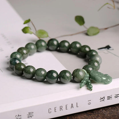 Natural Jade Pixiu Beaded Bracelet – Prosperity & Protection | Zen Ara Grove