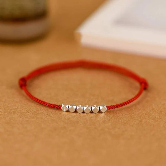 Lucky Red String with Silver Accents – Wear as Bracelet or Anklet | Zen Ara Grove