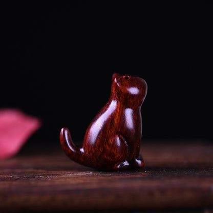 Small Leaf Red Sandalwood Ebony Wood Sandalwood Green Sandalwood Lucky Mini Cat Deer Sooth Phone Hanging Decoration | Zen Ara Grove