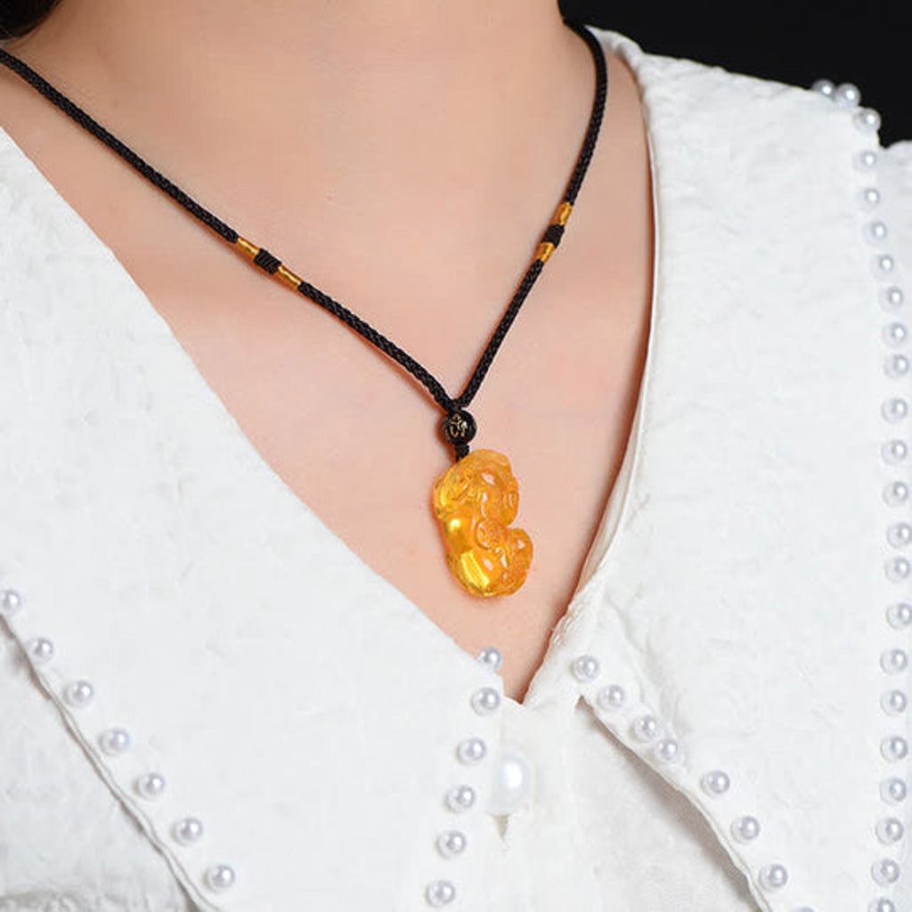 Citrine Pixiu Pendant for Wealth Protection and Positive Energy | Zen Ara Grove