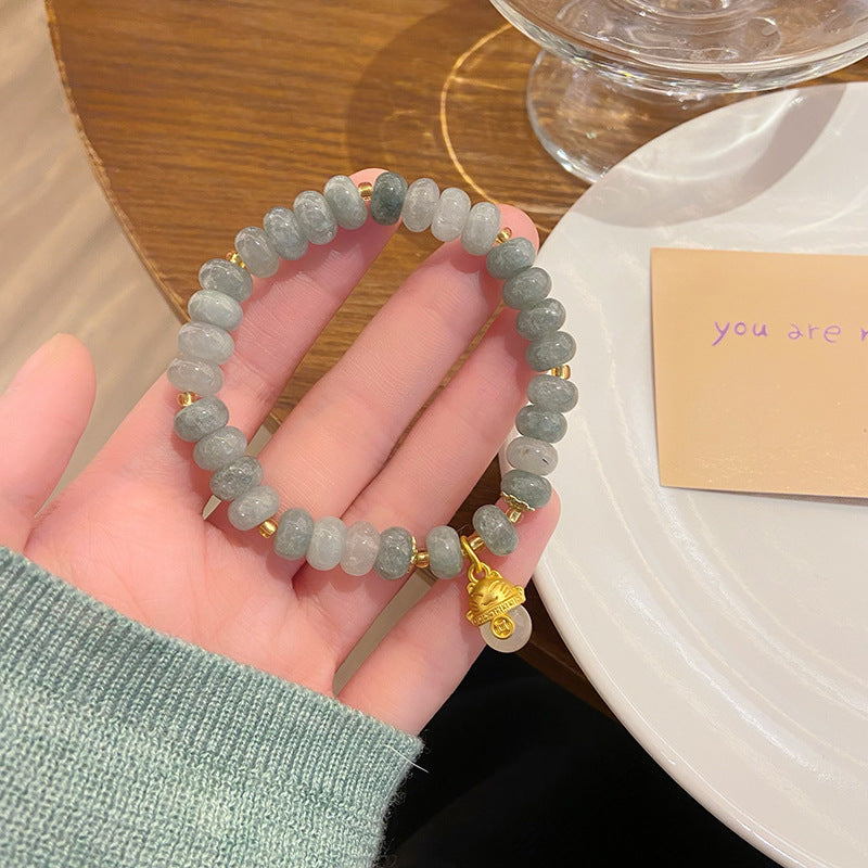 Strawberry Quartz Cyan Jade Lucky Cat Beads Healing Bracelet | Zen Ara Grove