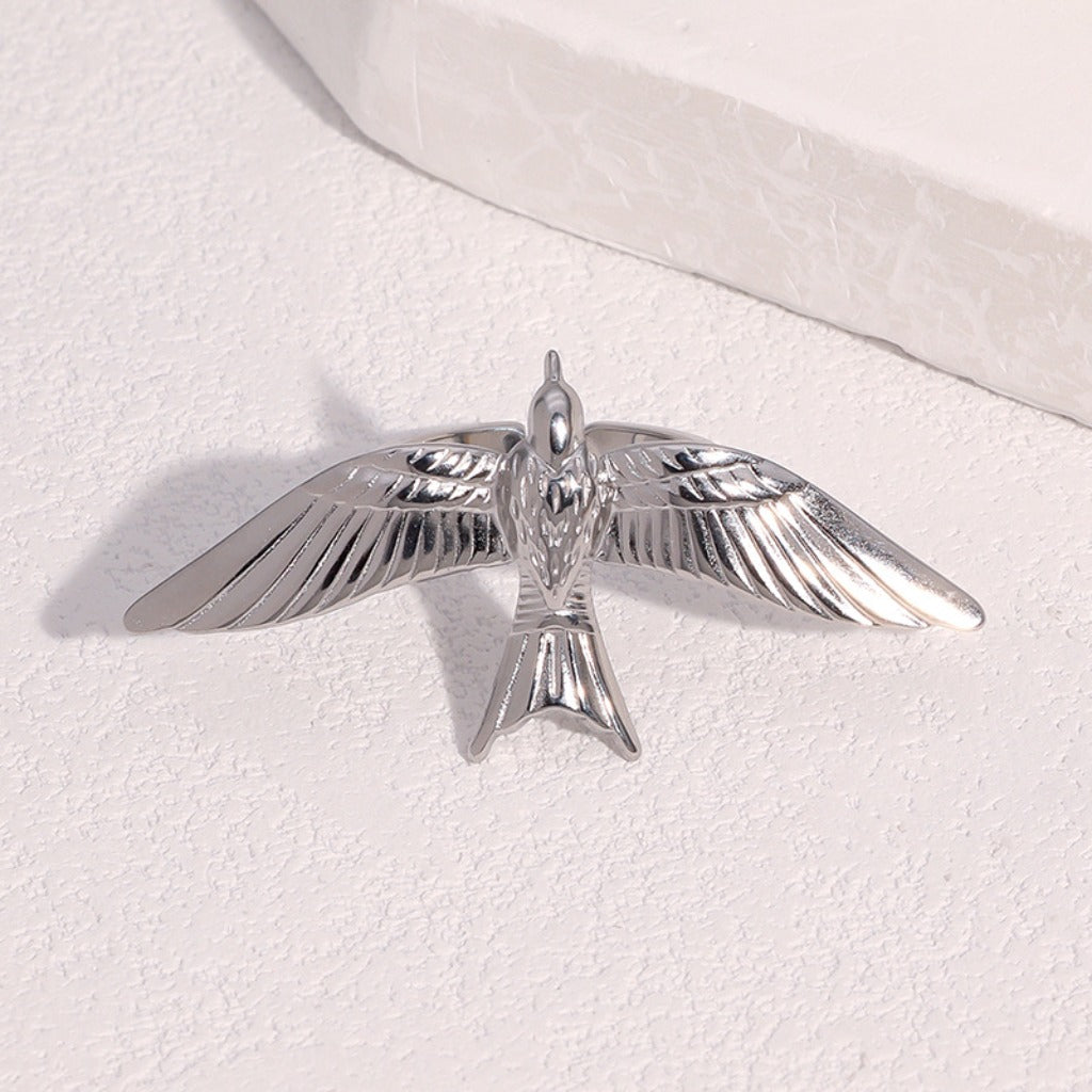 Adjustable Stainless Steel Peace Dove Ring – Symbol of Hope and Harmony | Zen Ara Grove