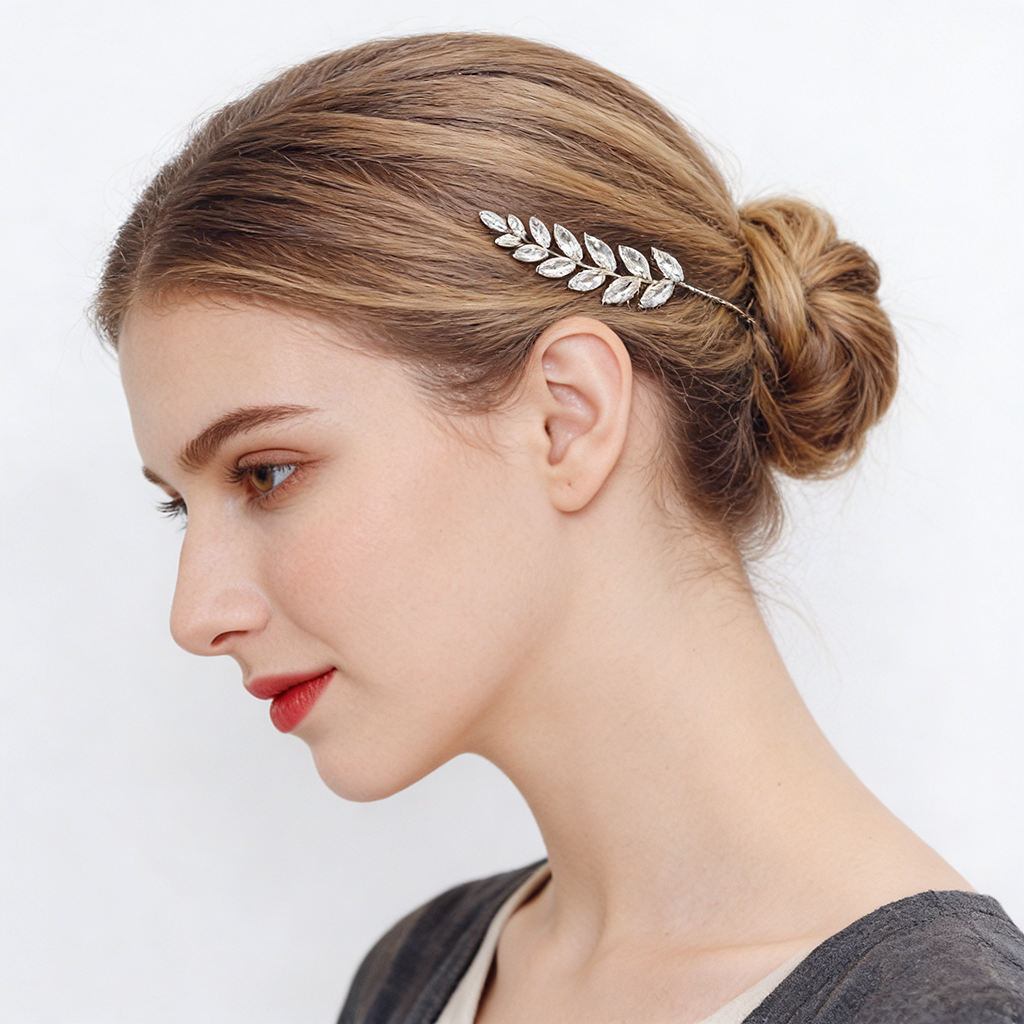 Rhinestone Olive Leaf Hair Accessory – Elegant Symbol of Peace | Zen Ara Grove