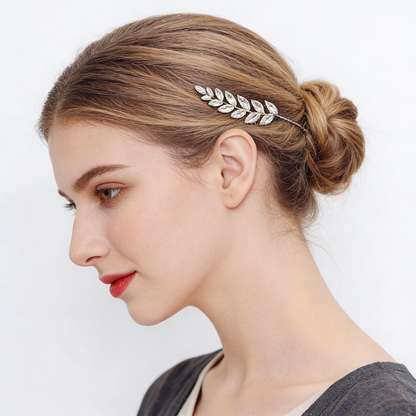 Rhinestone Olive Leaf Hair Accessory – Elegant Symbol of Peace | Zen Ara Grove