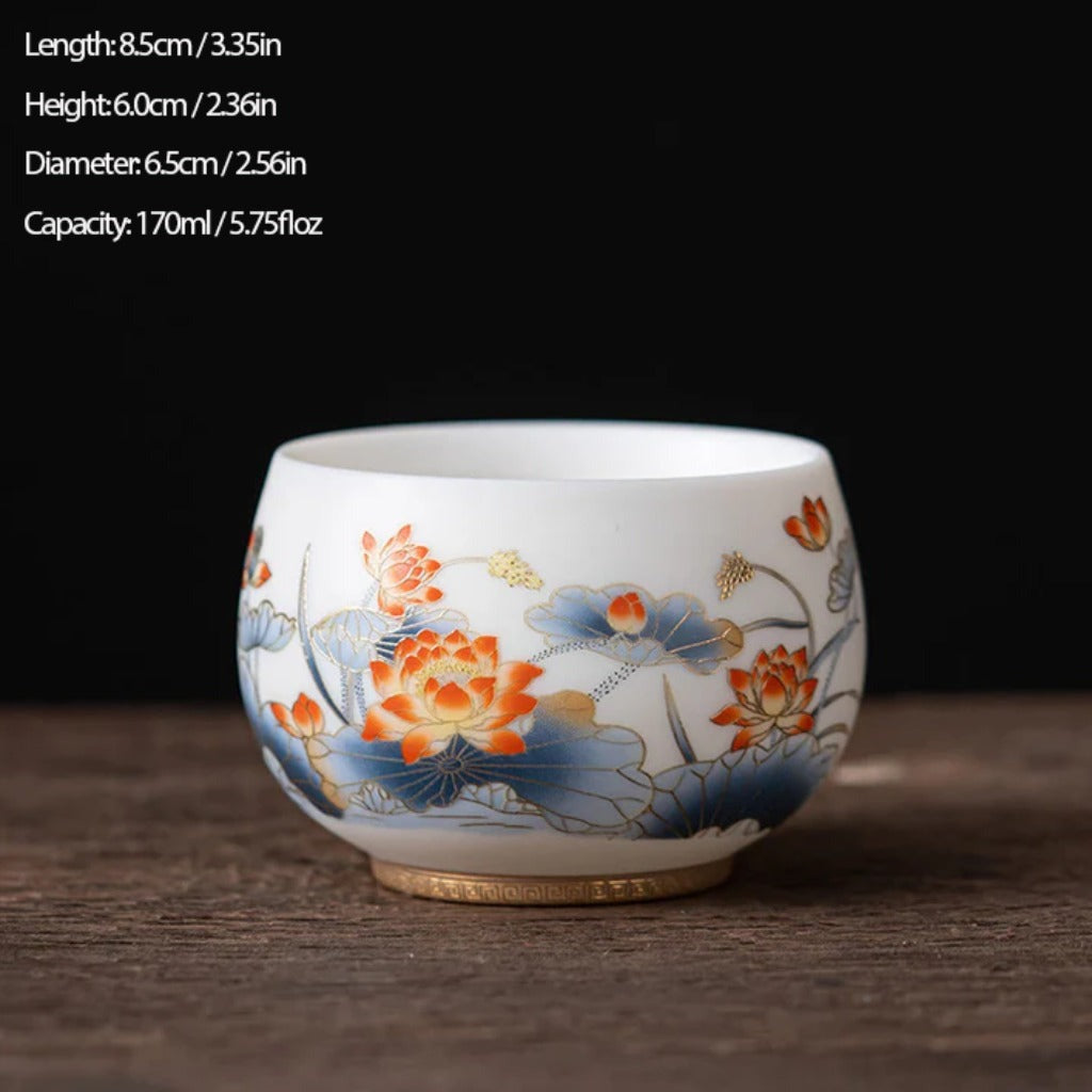 Milky White Porcelain Mug with Dragon and Phoenix Motif – Elegant & Durable | Zen Ara Grove