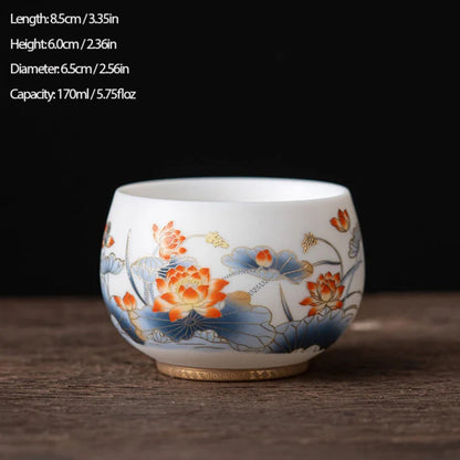 Milky White Porcelain Mug with Dragon and Phoenix Motif – Elegant & Durable | Zen Ara Grove