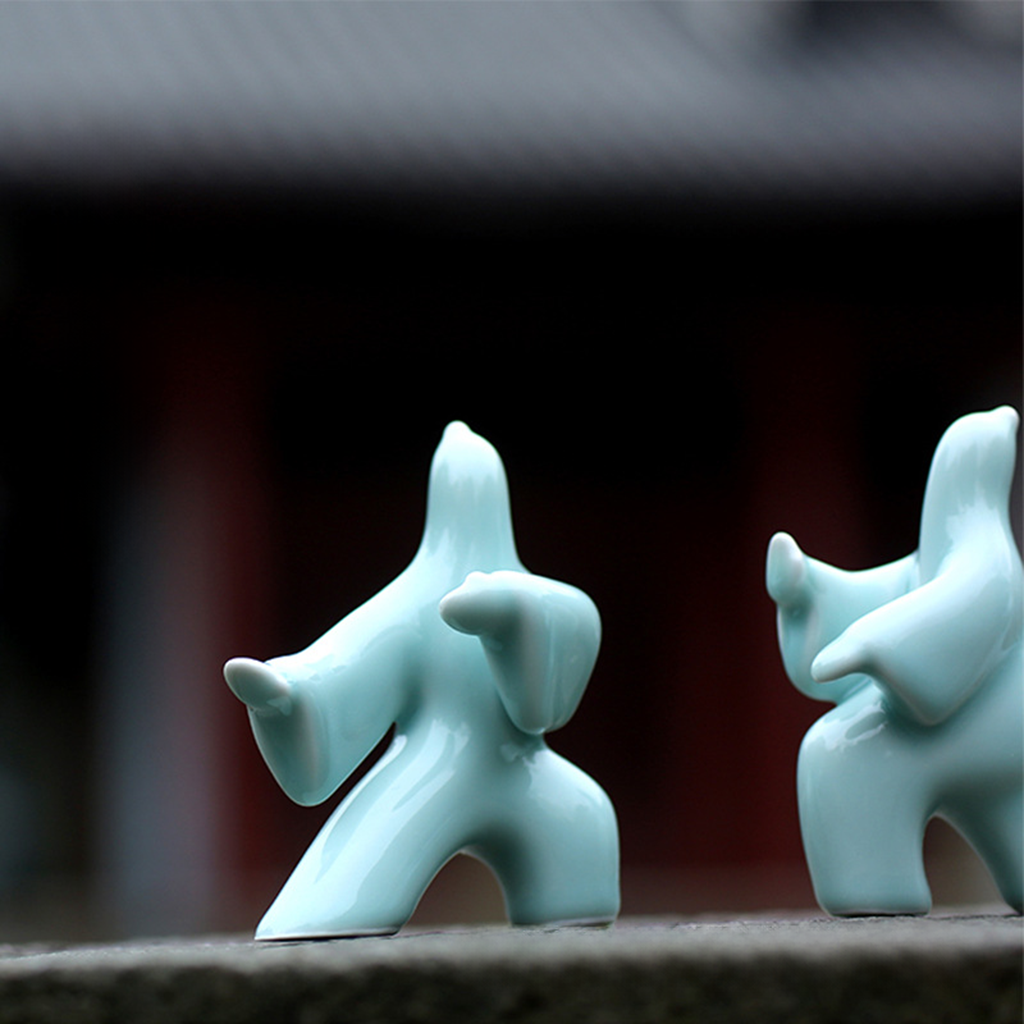 Tai Chi Celadon Figurine – Handcrafted Martial Arts Decor | Zen Ara Grove
