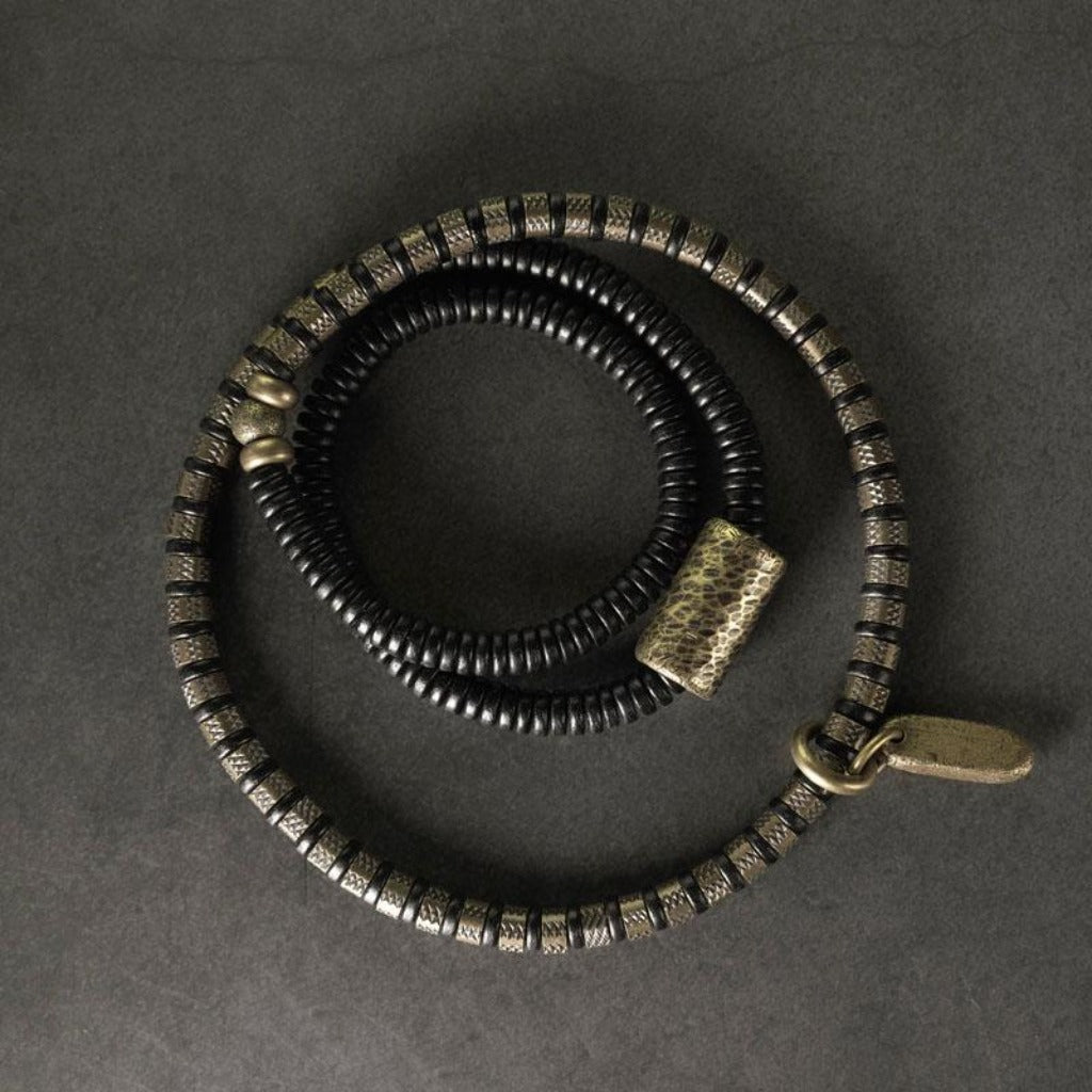 Rustic Brass with Blackwood Wristband | Zen Ara Grove