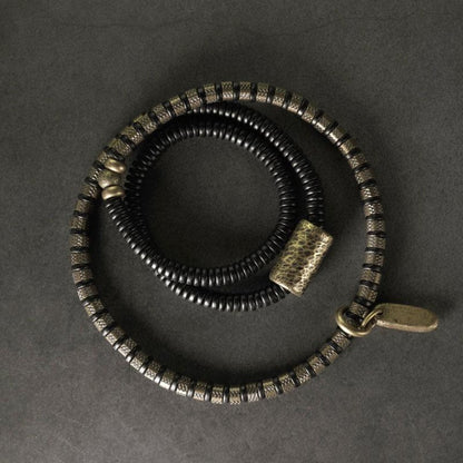 Rustic Brass with Blackwood Wristband | Zen Ara Grove