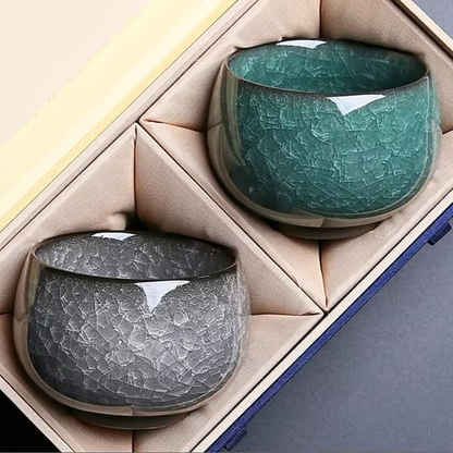 Handcrafted Ceramic Teacup with Unique Ice Crack Pattern | Zen Ara Grove