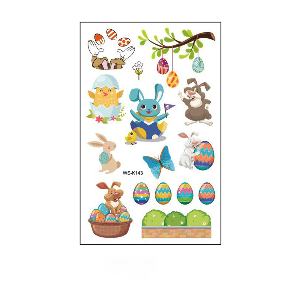 Waterproof Cartoon Rabbit and Egg Tattoo Stickers – Fun & Celebration | Zen Ara Grove