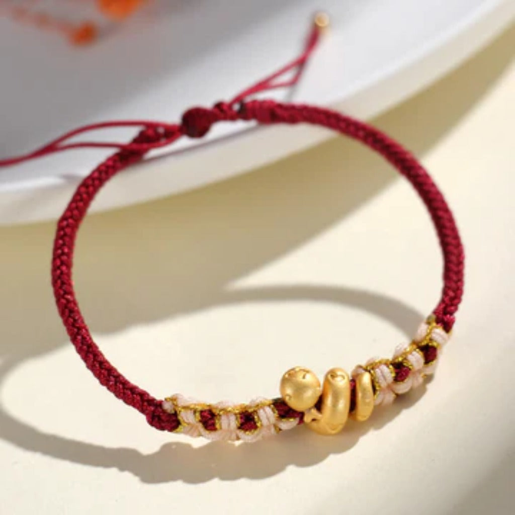 Handmade 999 Sterling Silver Snake Year Red String Bracelet – Heart & Peach Blossom Luck | Zen Ara Grove
