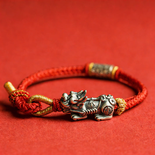 S925 Pixiu Red Rope Bracelet — Meaning of Prosperity | Zen Ara Grove