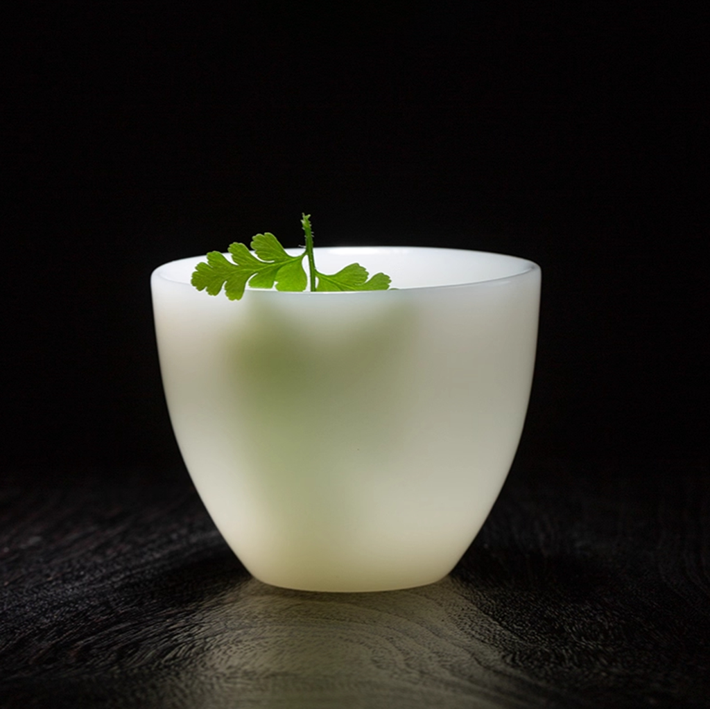 Ice Jade Glaze Porcelain Teacup – Smooth Sheep Fat Luster | Zen Ara Grove