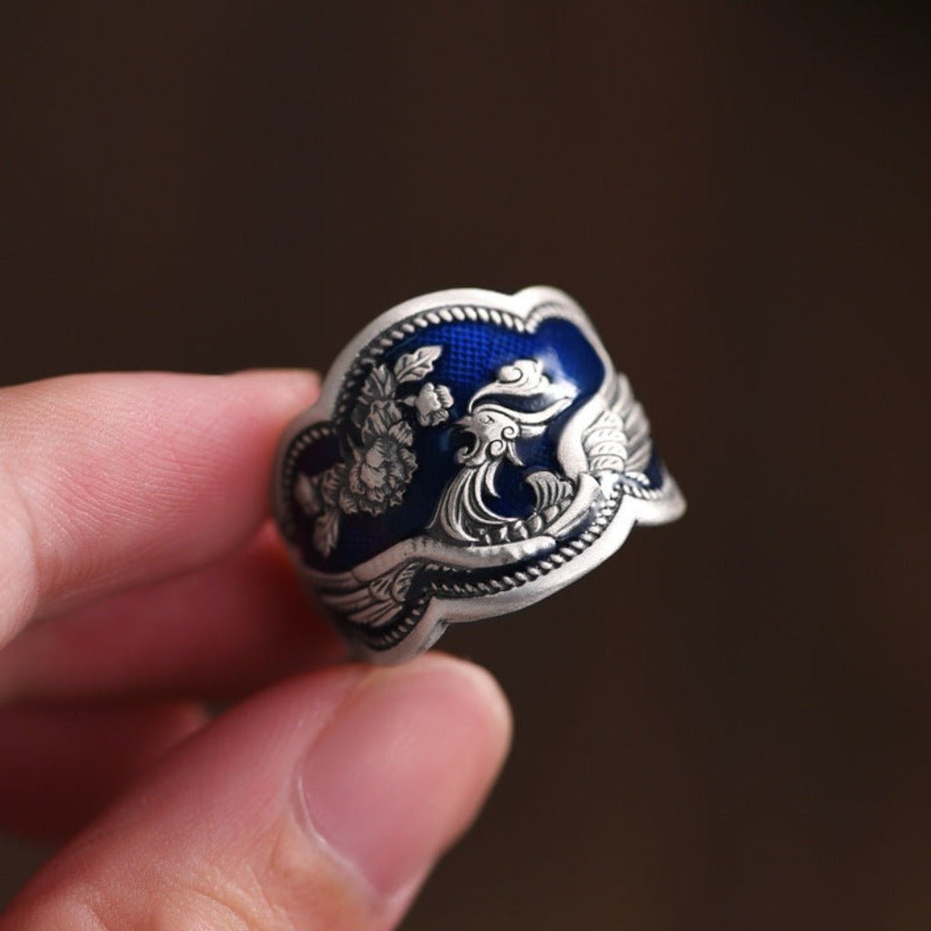 Enamel Peacock Ring  | Zen Ara Grove