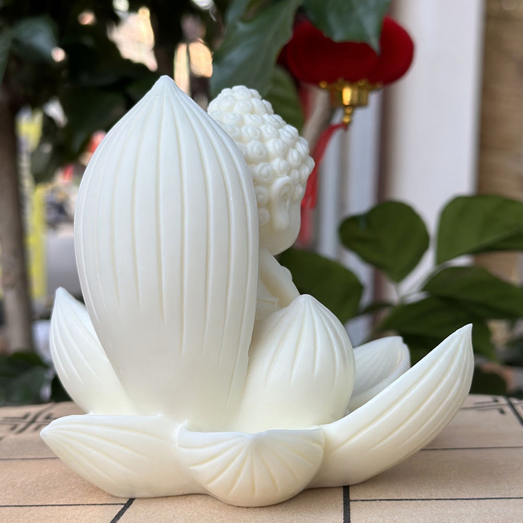 Nine-Petal Lotus Baby Buddha in Tagua Nut – Blessings in Every Bloom | Zen Ara Grove
