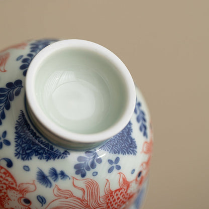 Antique-Style Celadon Blue-and-White Single Cup – Handcrafted Ceramic Tea Ware | Zen Ara Grove
