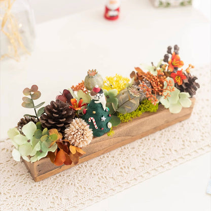 Handmade Silk Blossom Décor with Wooden Planter – Serenity in Bloom | Zen Ara Grove