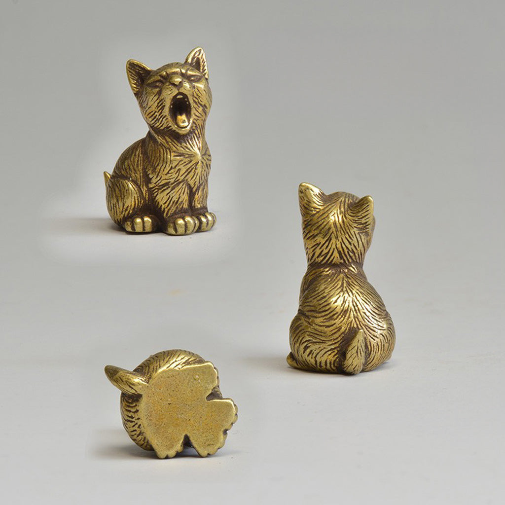 Little Brass Cat Charms – Playful Energy in Pocket-Sized Art | Zen Ara Grove