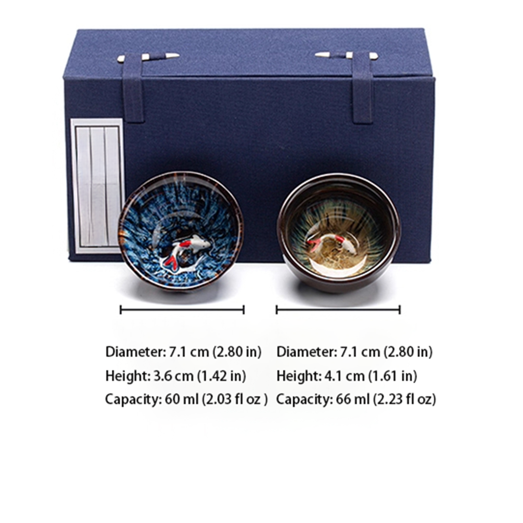 Kiln-Change Glaze Porcelain Teacup – Lucky Fish "Year of Plenty" Design | Zen Ara Grove