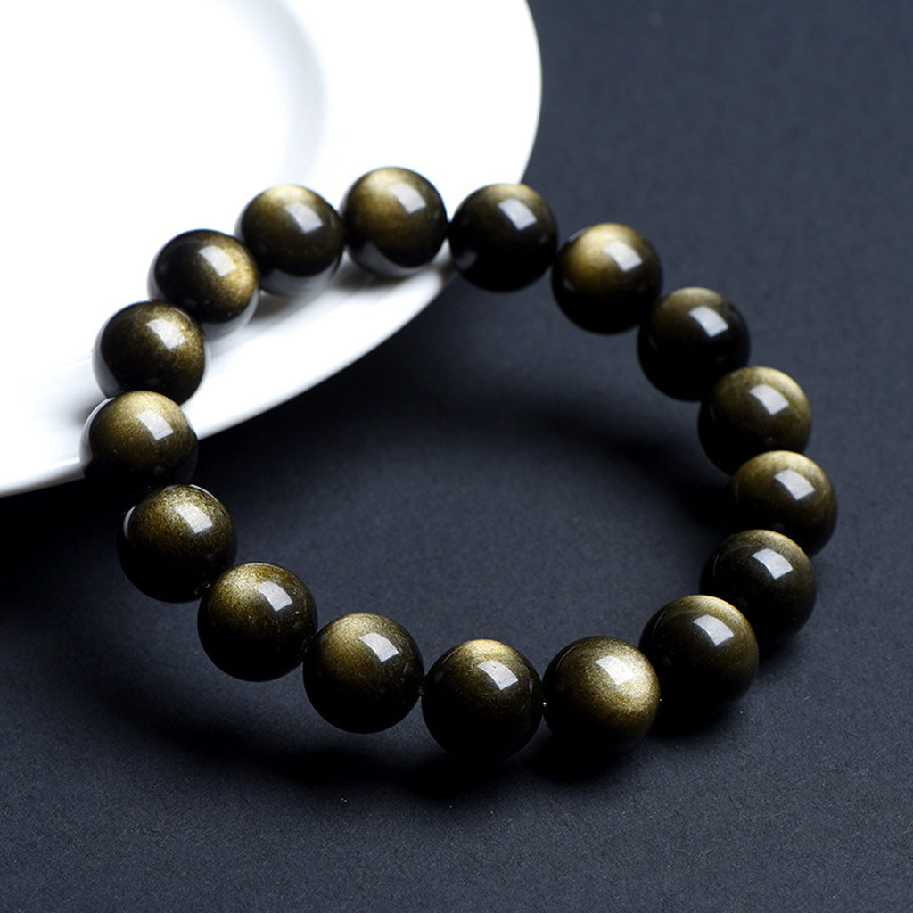 Golden & Silver Obsidian Bracelet – Confidence, Balance, and Craftsmanship | Zen Ara Grove