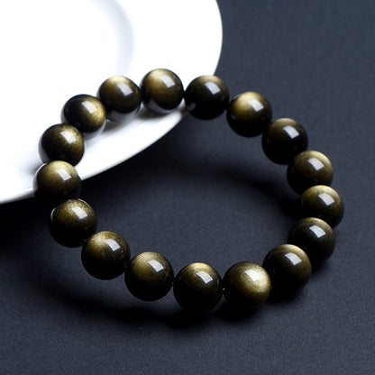 Golden & Silver Obsidian Bracelet – Confidence, Balance, and Craftsmanship | Zen Ara Grove