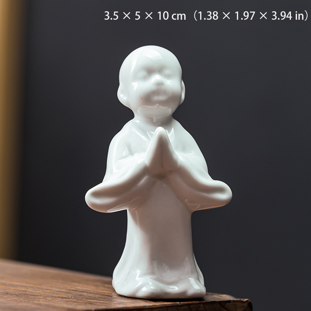 Porcelain Little Monk Sculpture – Minimalist Meditation Decor | Zen Ara Grove