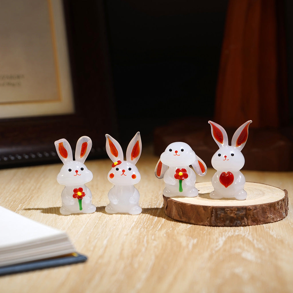 "Bunny Gathering"Handcrafted Glass Figurines – A Scene of Joy and Innocence  | Zen Ara Grove