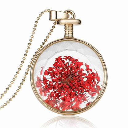 Round Real Flower Necklace – Nature’s Beauty, Forever Close | Zen Ara Grove