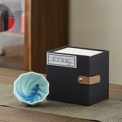 Celadon Porcelain Koi Fish Teacup – Artistic Green Glaze Tea Bowl | Zen Ara Grove